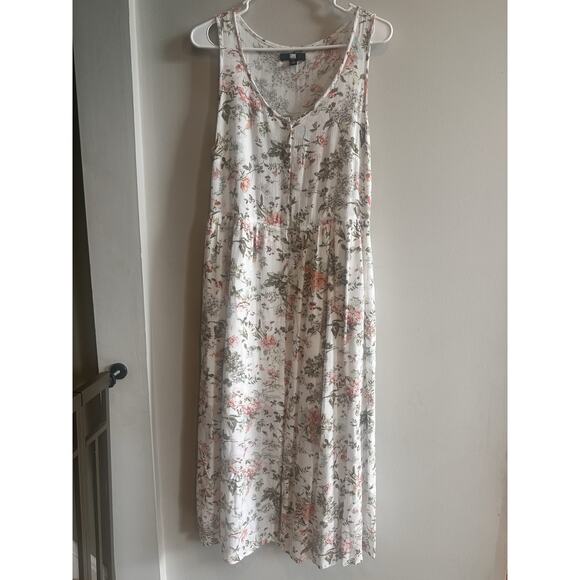 Frye Sleeveless Tank Midi Dress Size Medium Button Front Coastal Casual - Picture 1 of 13